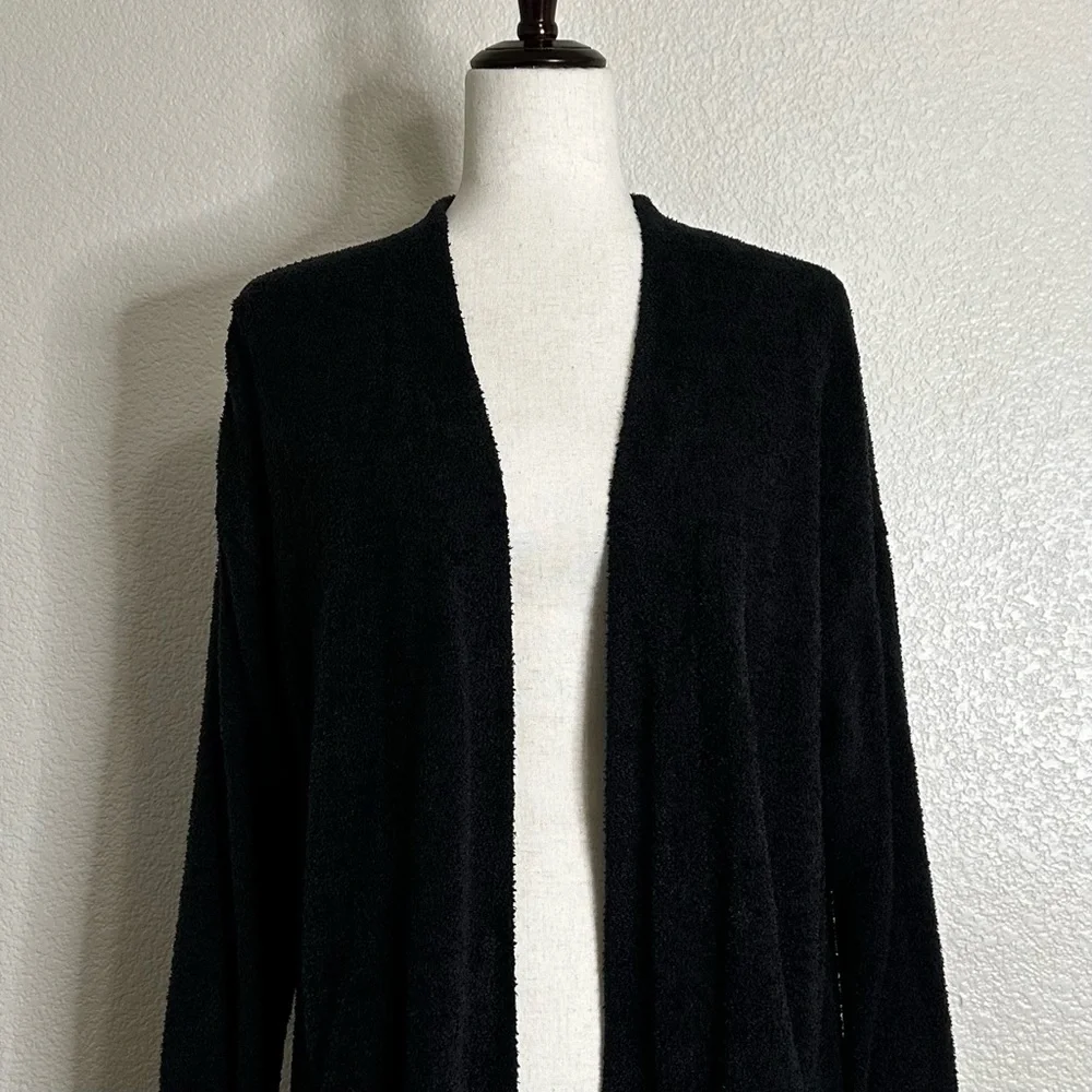 Barefoot Dreams Cozychic Lite Black Open Front Soft Sweater Cardigan, Sz Large - Picture 3 of 12